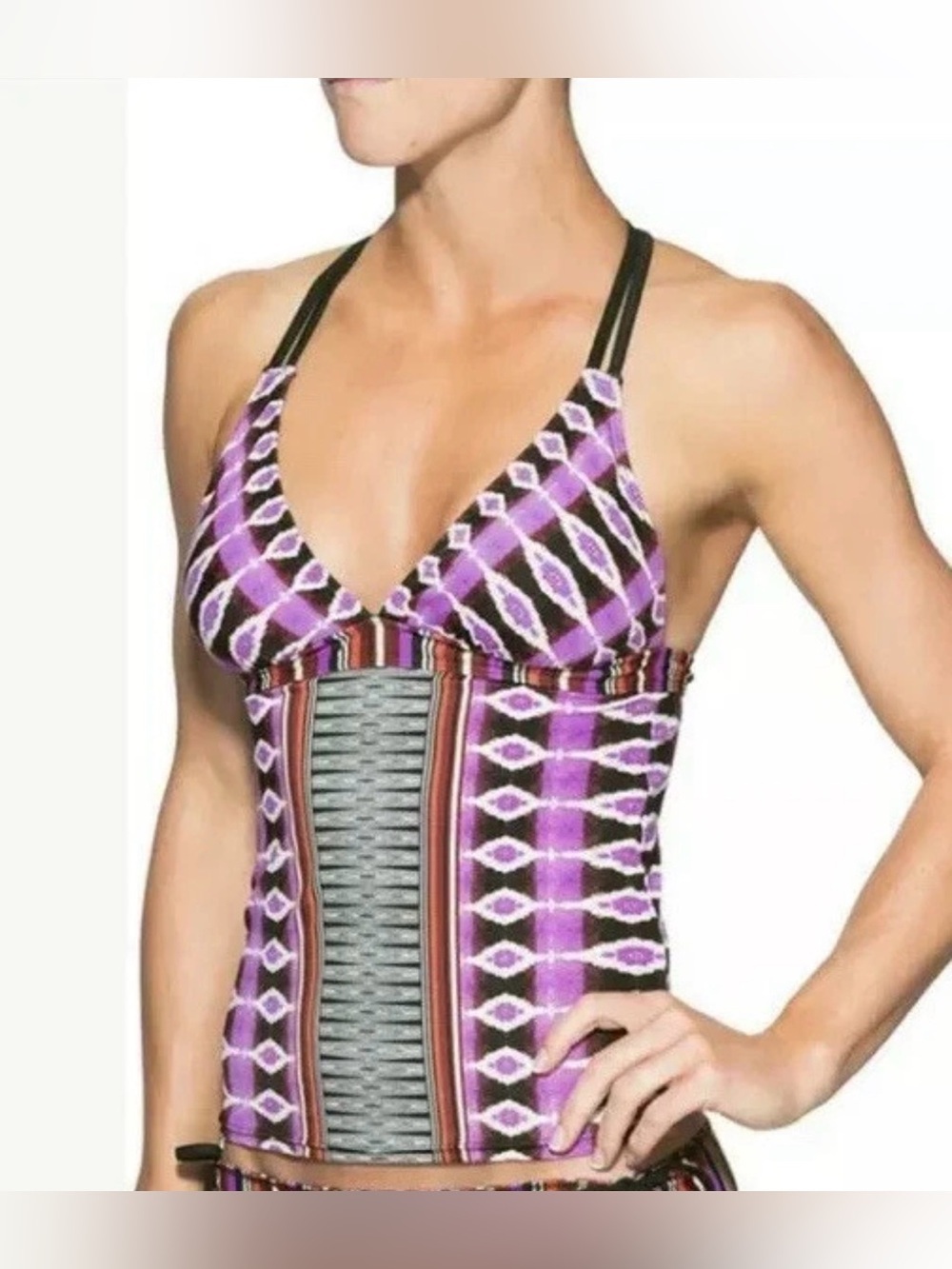 Athleta Ariel Tiki Tankini Swim Top Adjustable Back Straps
